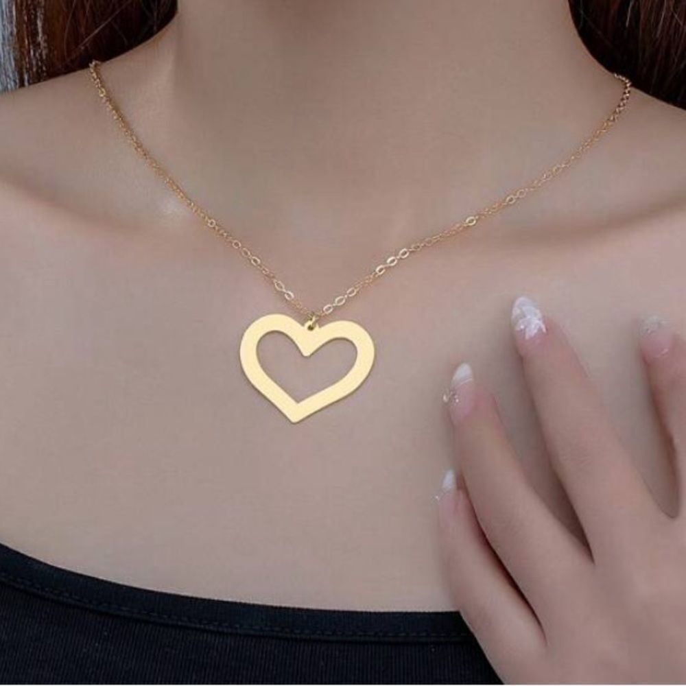 3for$20 NEW 1pc Minimalist Hollow Out Heart Pendant Necklace, Valentine Day Gift